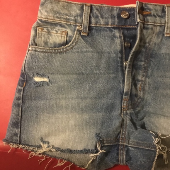 Revice distressed 5 pocket button fly cut off frayed denim short shorts 26 - Picture 3 of 9